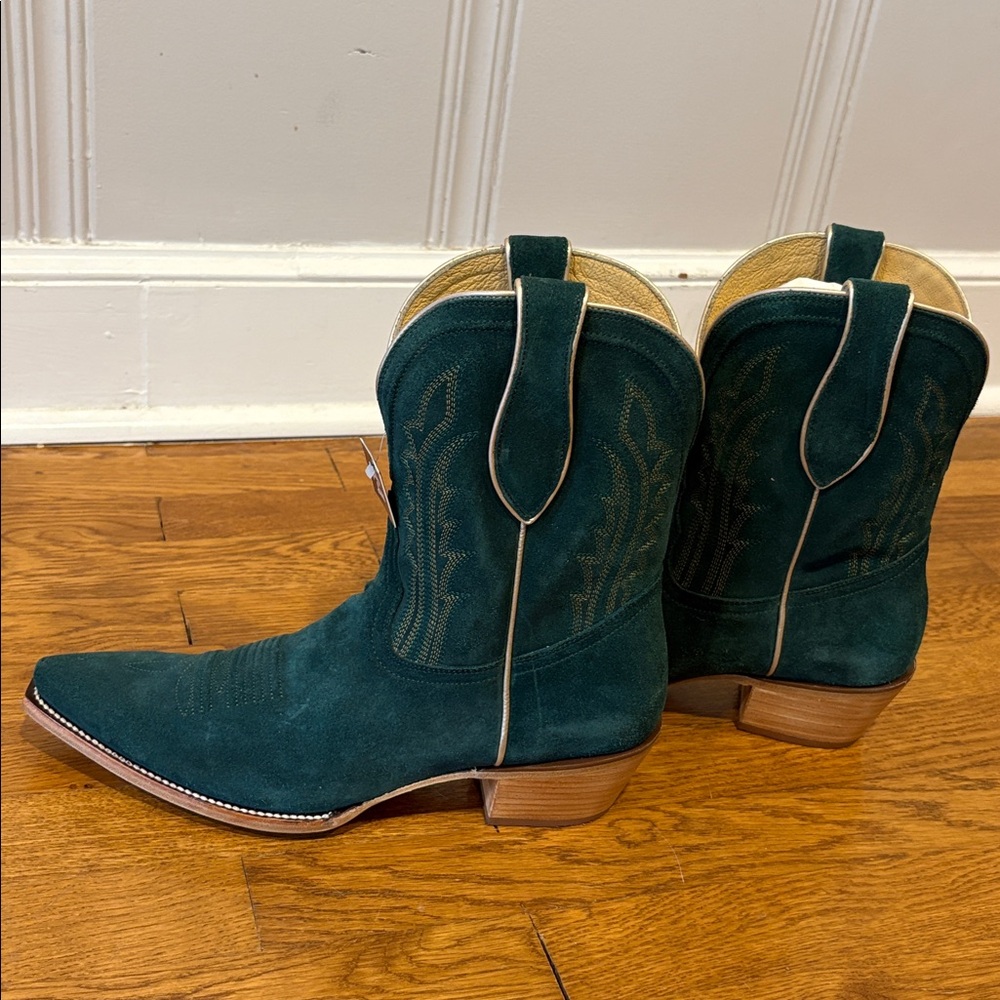 NWT & Box Tony Lama Dark Green Suede Western Boots - Picture 7 of 15